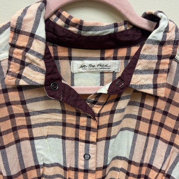 We the Free Free People Plaid Boho Button Up Top Sz S Small - Picture 2 of 7